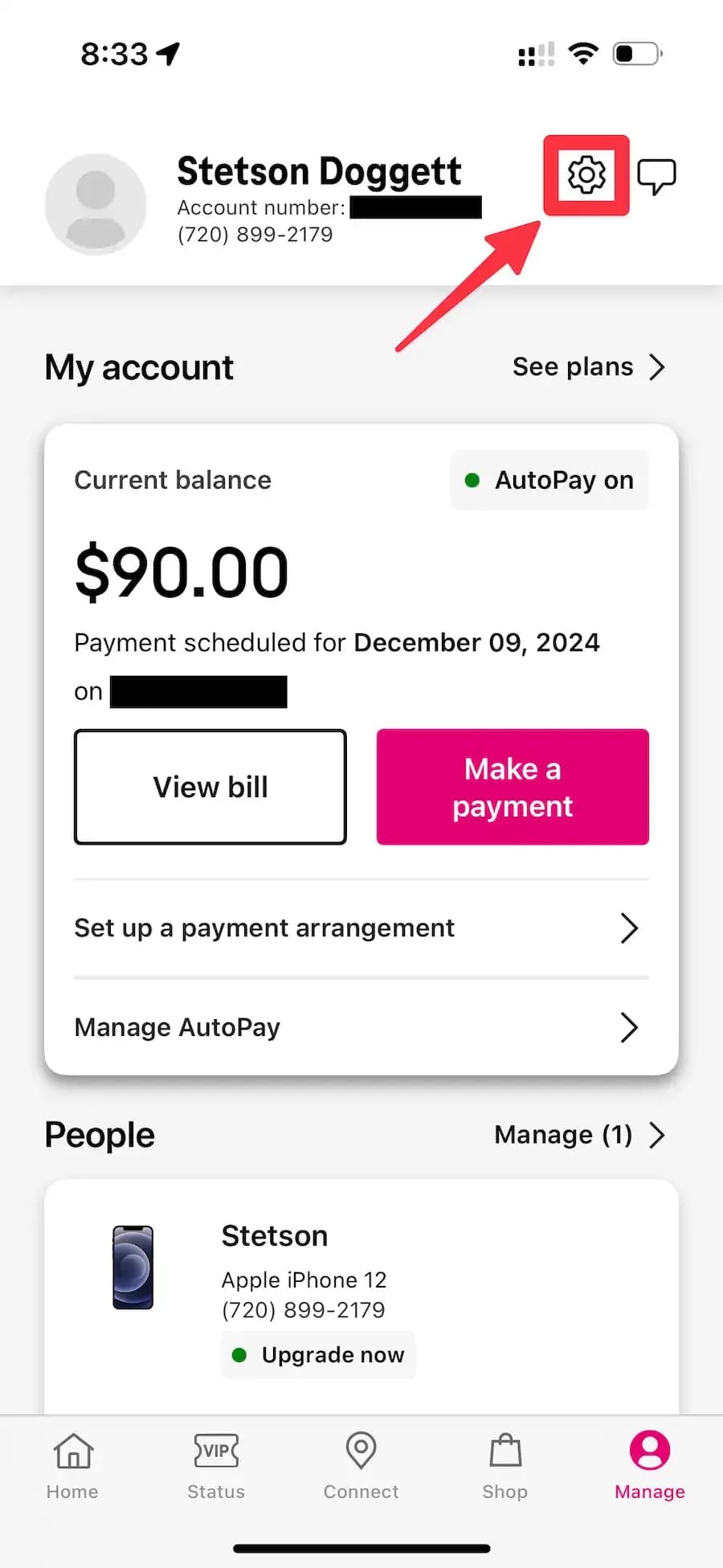 T-Life App manage page